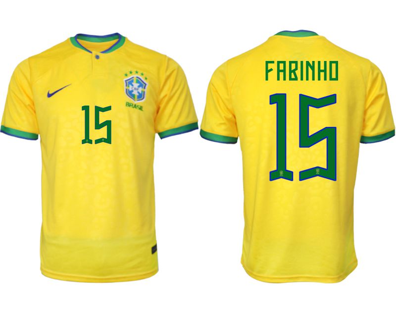 Men 2022 World Cup National Team Brazil home aaa version yellow #15 Soccer Jersey->brazil jersey->Soccer Country Jersey